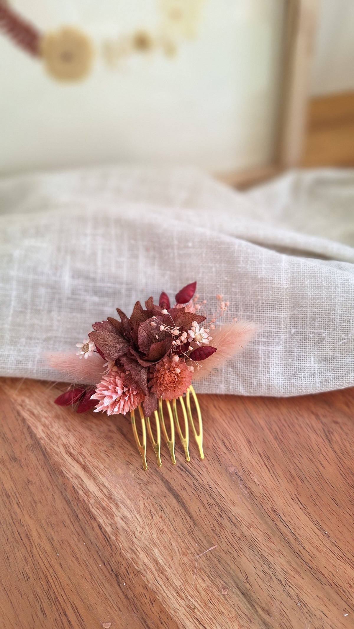 Mini Peigne en fleurs séchées - Astrid