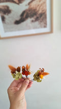 3 Pics à cheveux en fleurs séchées et stabilisée - Noisette