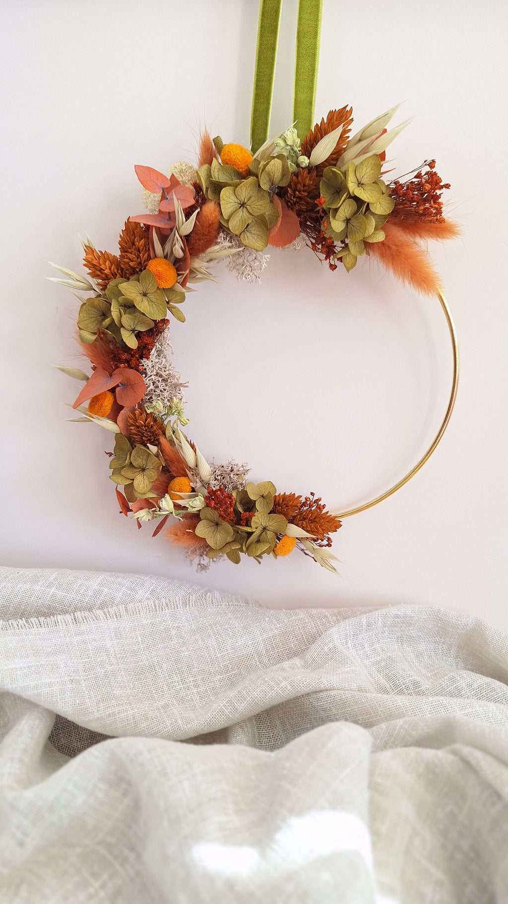 Couronne de fleurs séchées - Noisette