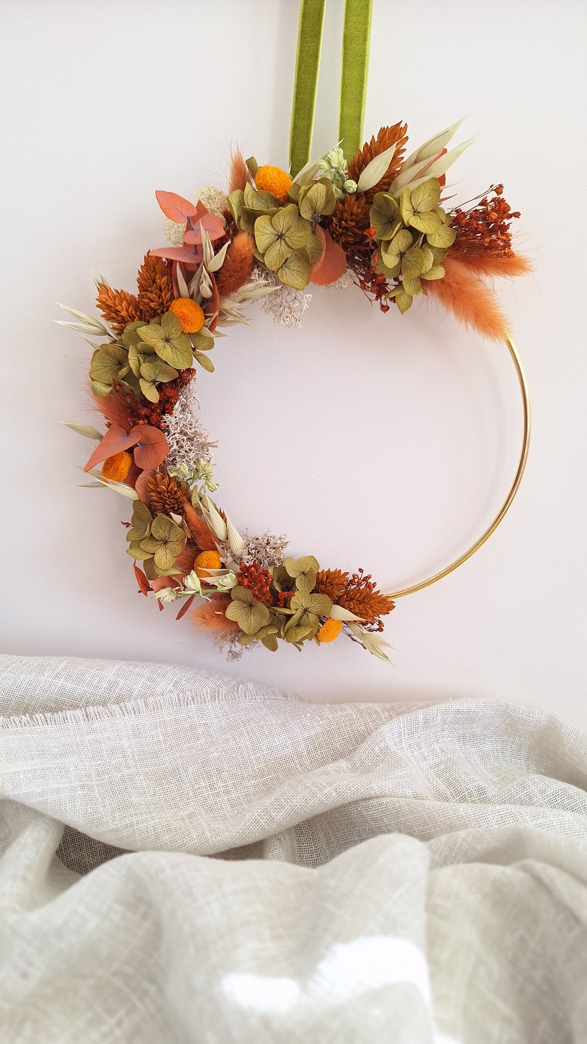 Couronne de fleurs séchées - Noisette