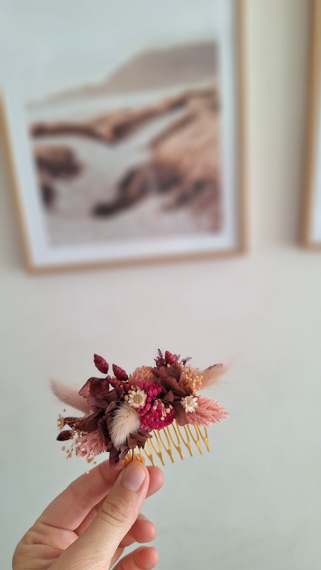 Peigne en fleurs séchées - Astrid