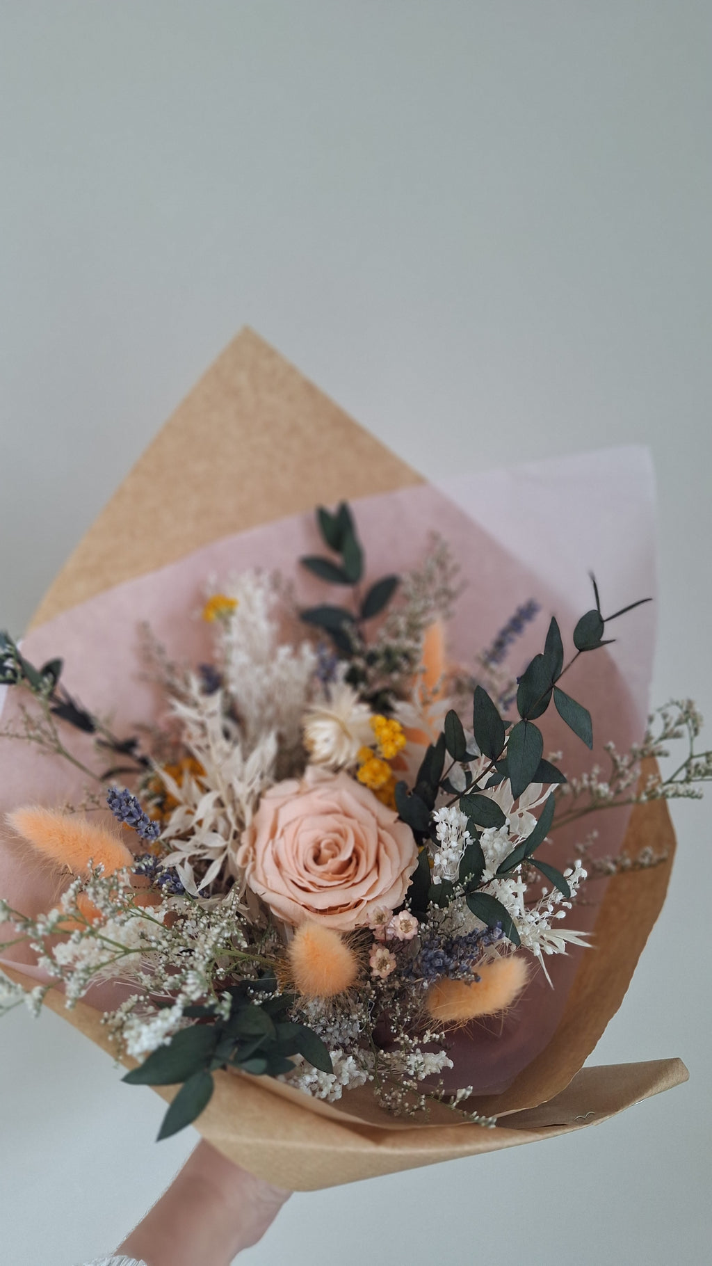 Bouquet de fleurs séchées - Douce rose