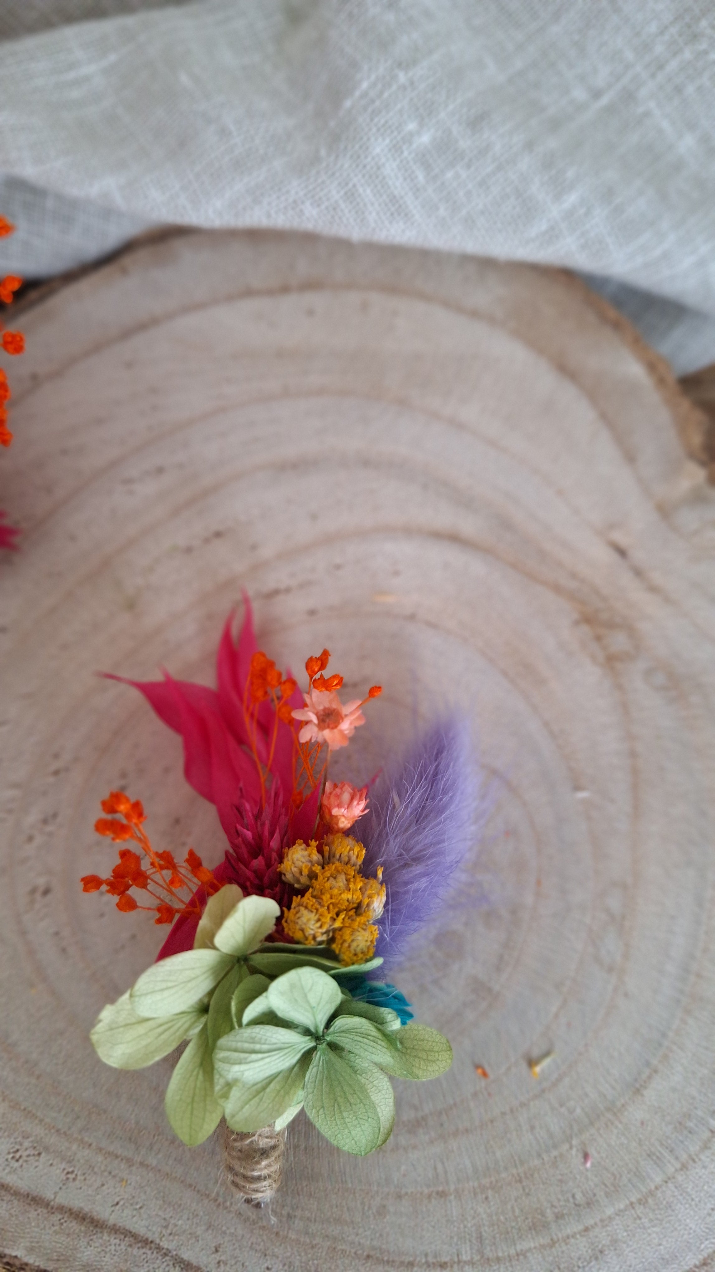 Boutonnière en fleurs séchées - Multicolore