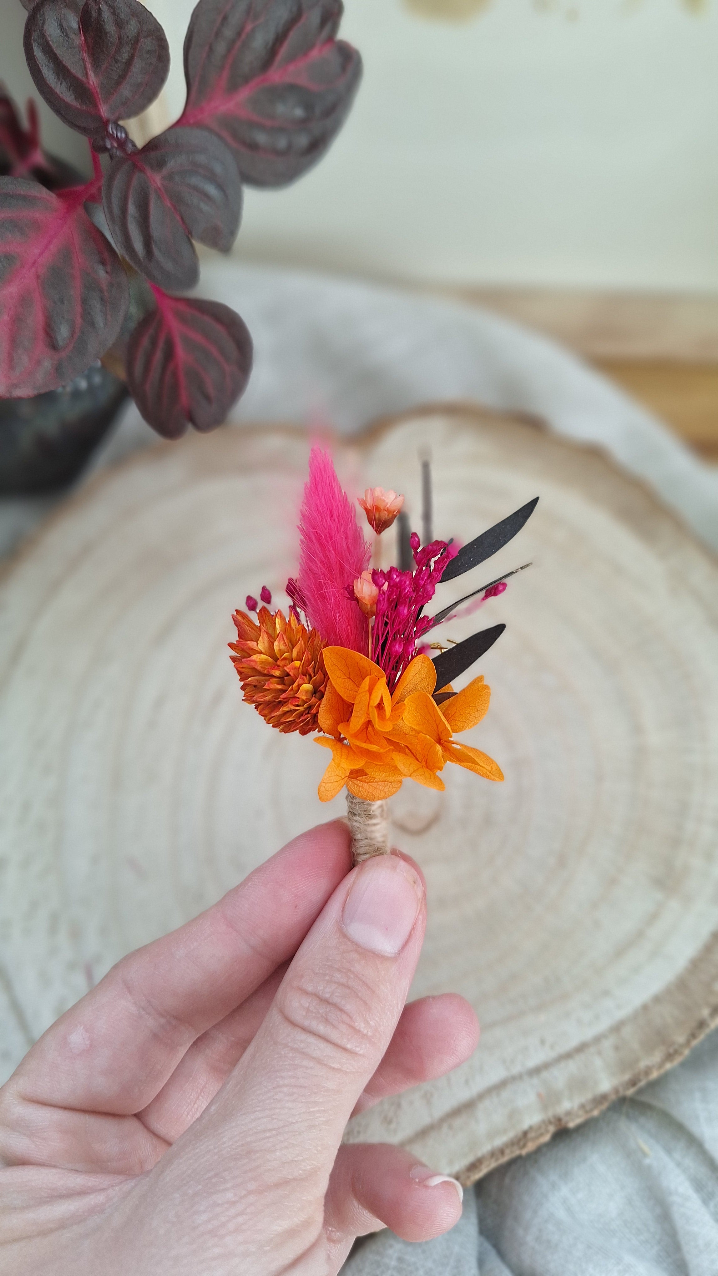 Boutonnière en fleurs séchées - Sofia