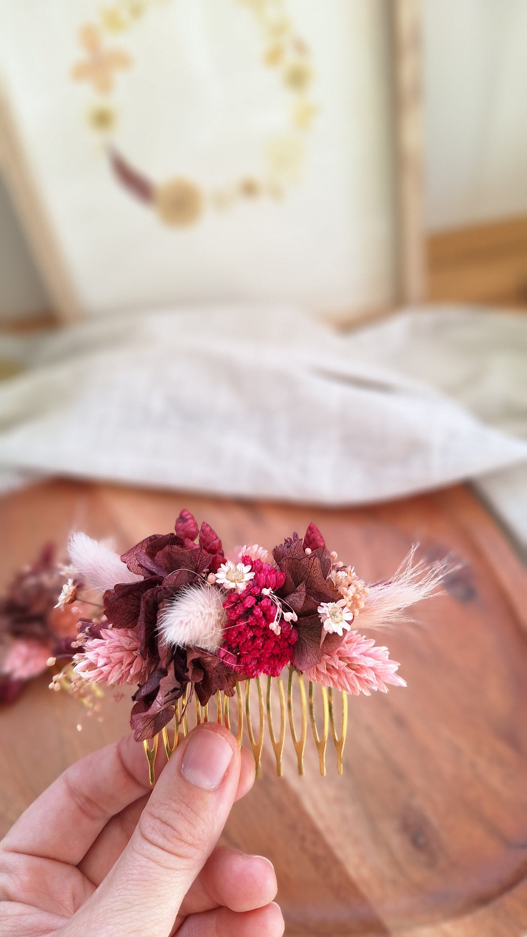 Peigne en fleurs séchées - Astrid