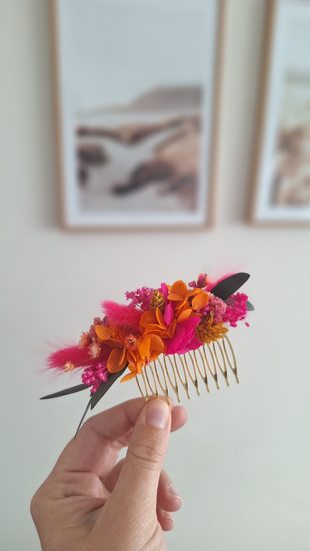 Peigne en fleurs séchées - Sofia
