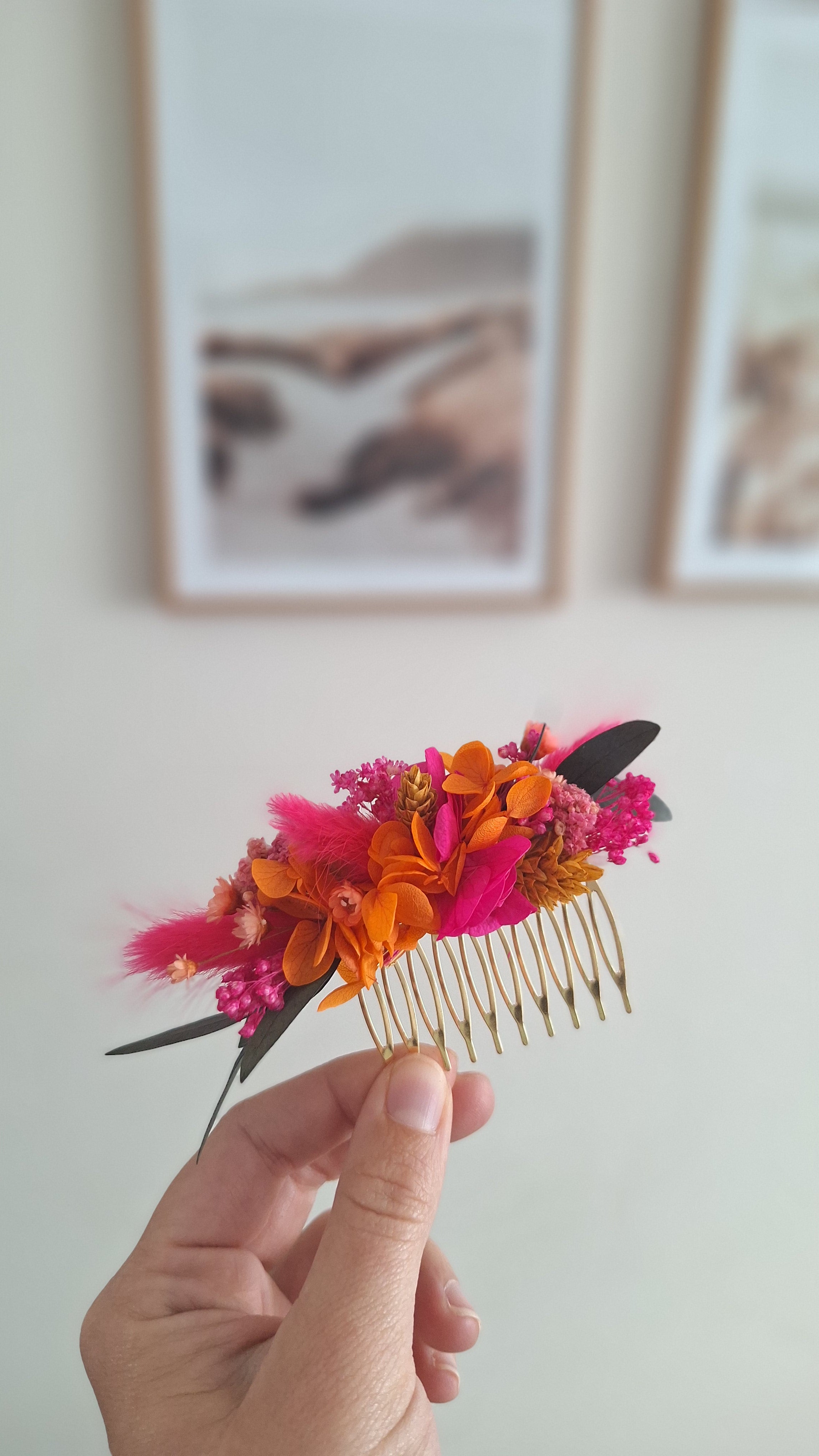 Peigne en fleurs séchées - Sofia