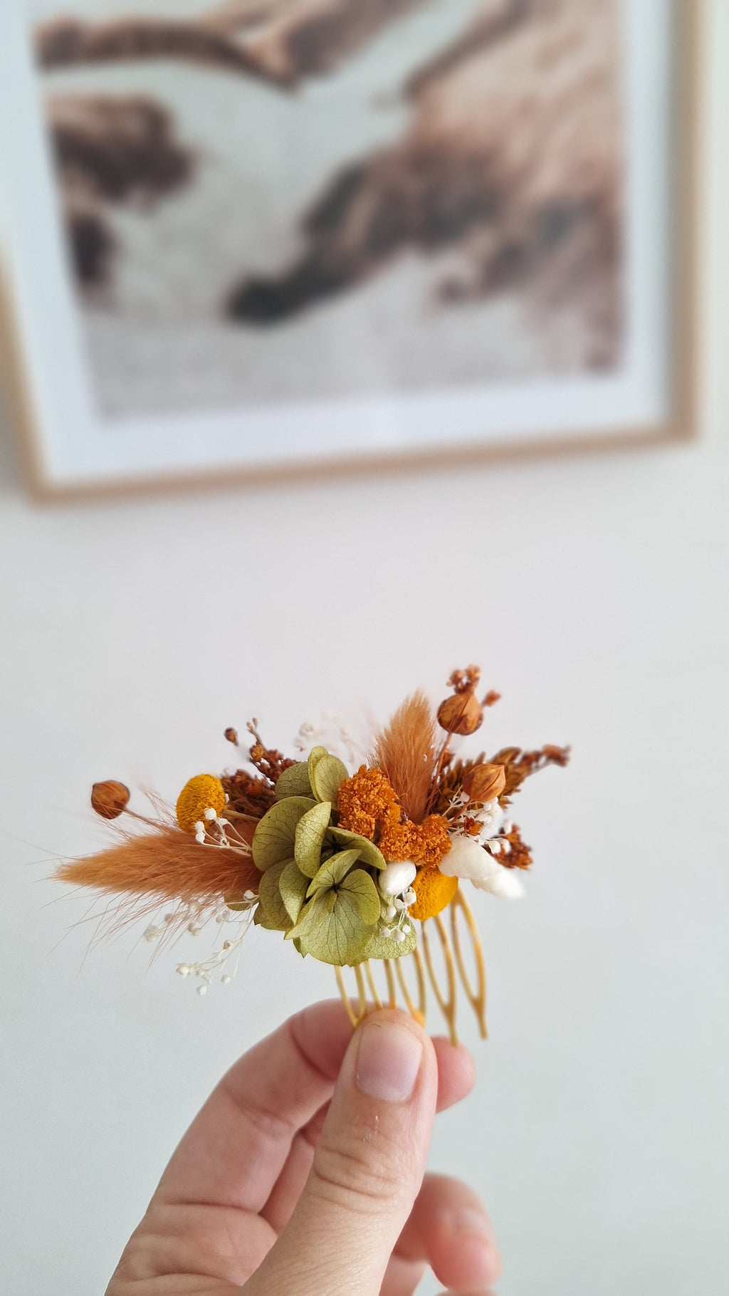 Peigne pour cheveux aux couleurs d'automne livraison france - mariage automnale - fleurs cheveux - coiffure mariage - fleuriste le perche - fleuriste eure et Loire