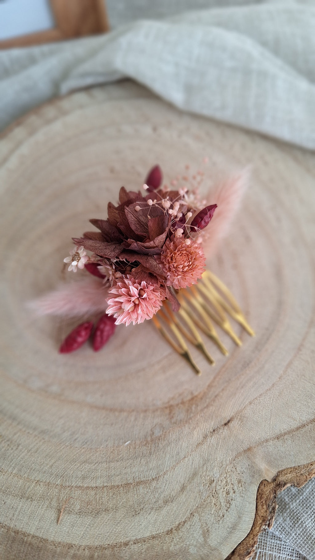 Mini Peigne en fleurs séchées - Astrid